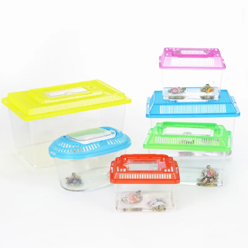 Портативный пластиковый контейнер для золотой рыбки прозрачный черепахи рептилий разведения домашних животных и