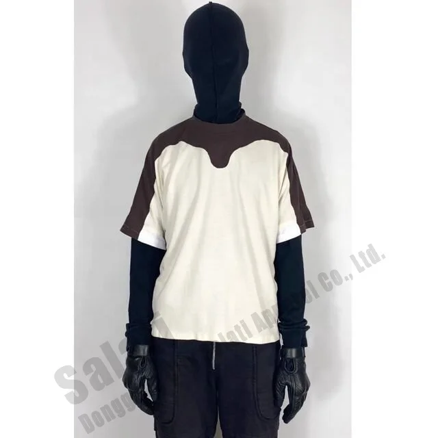 Custom Patchwork Tshirts Heavy Tee Cotton Drop Shoulder T-shirts French Terry Oversized Mock Neck Plain Raglan T Shirts for Men gallery 5