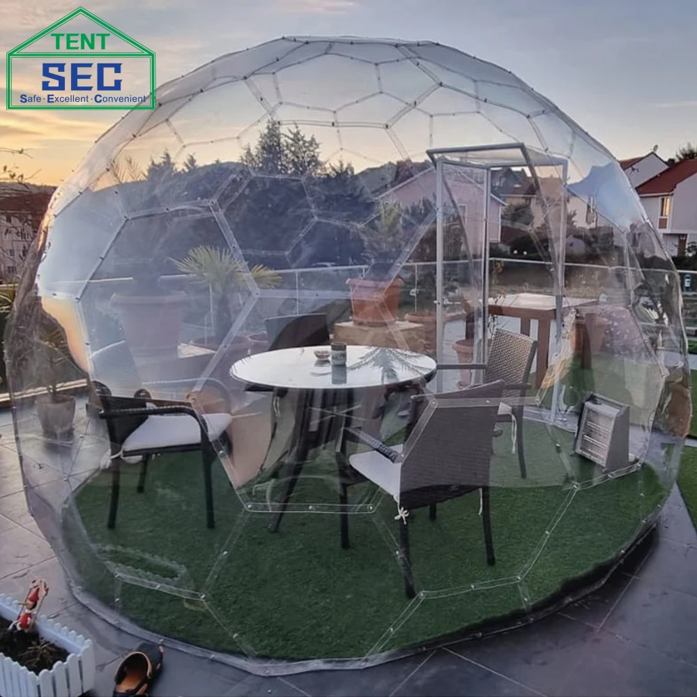 Super Style Hexagonal PVC Transparent Board Outdoor Quick Assembly Sun Dome Luxury Camping Hotel House