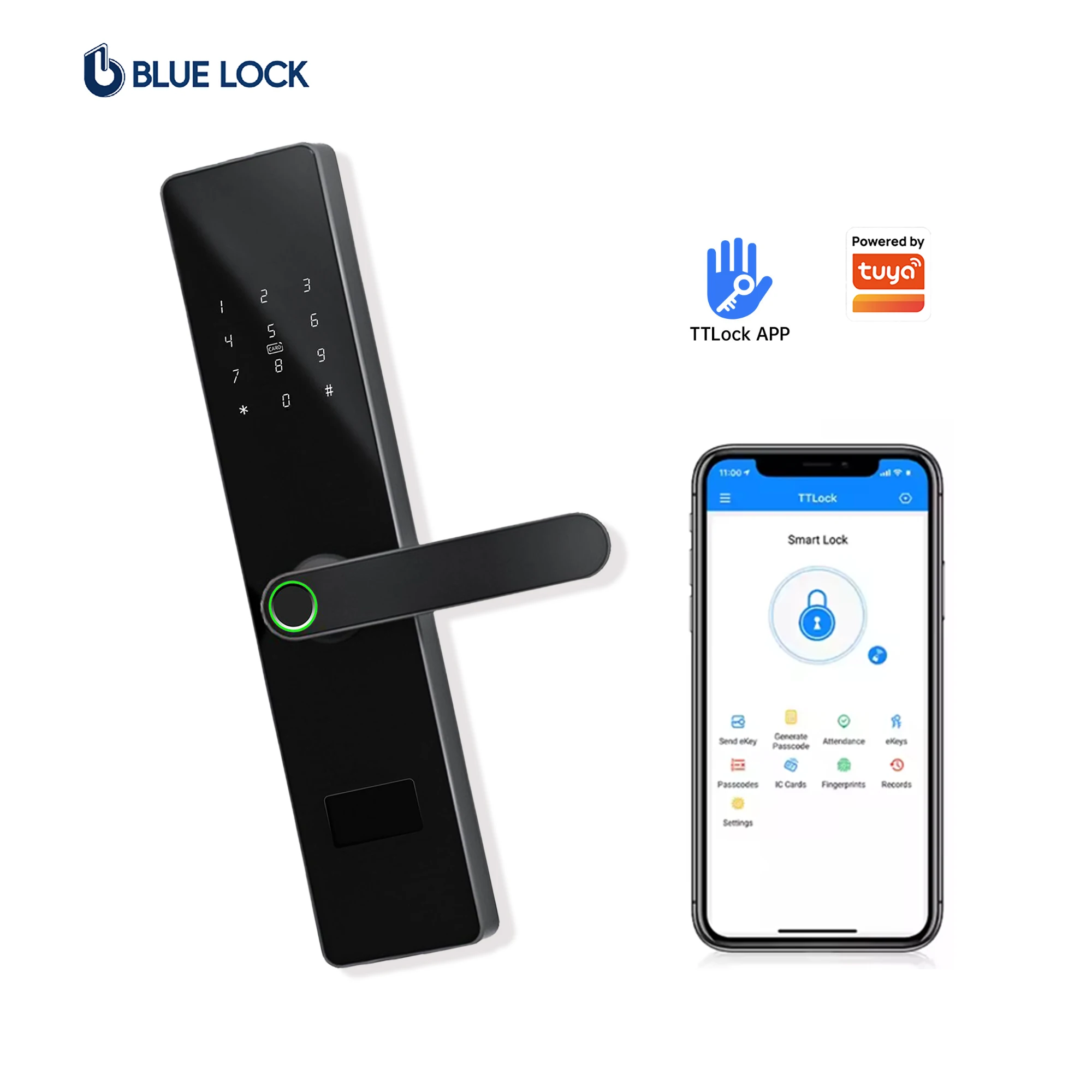 Bluelock TTLock Smart Lock OEM ODM Factory Hotel System Cloud Storage WIFI BLE Touch Screen Fingerprint Smart Door Lock