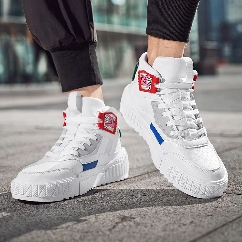 Street Style Fila Disruptor Mens Fashion High Top Leather Sneakers