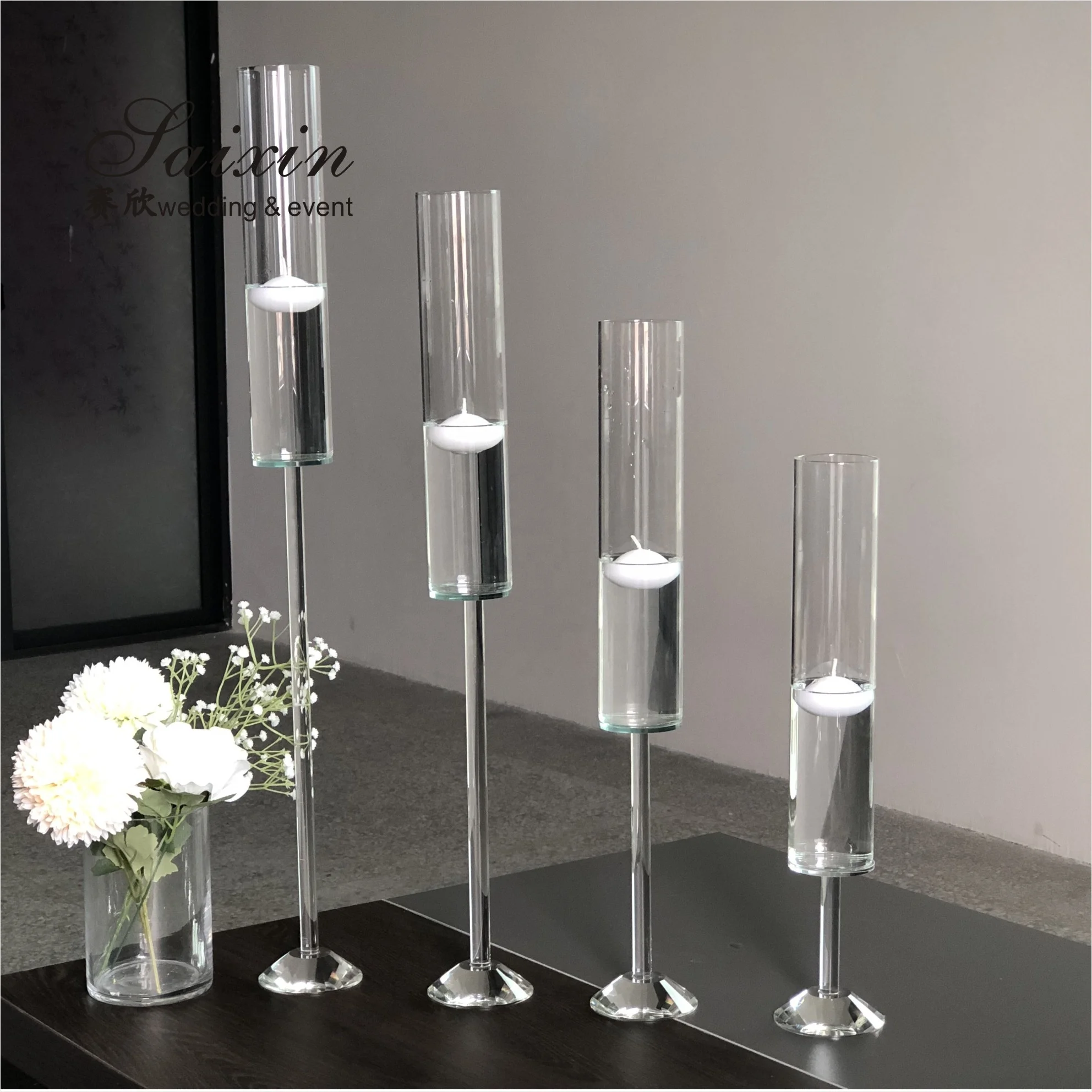 ZT-007T結婚式のセンターピース用の長い茎のフローティングキャンドル