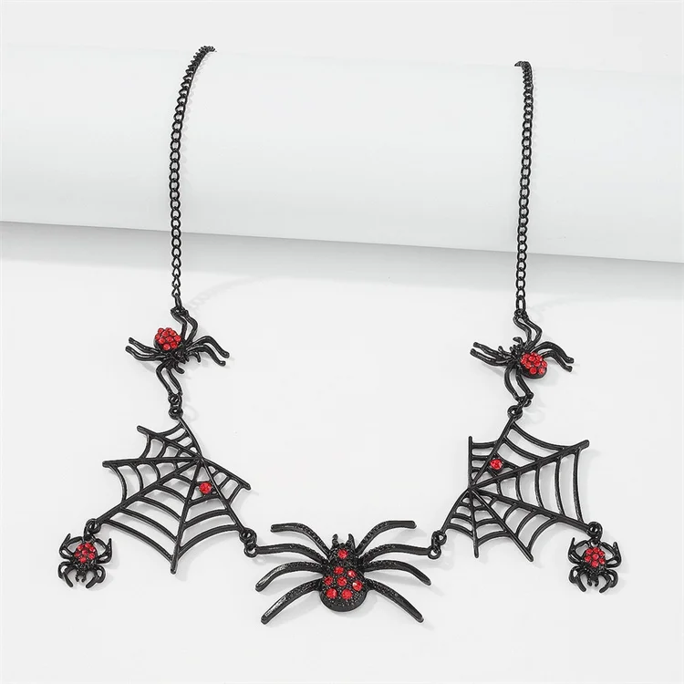 Black & White Spider Web Choker - Cobweb Halloween Wide Ribbon Collar Necklace