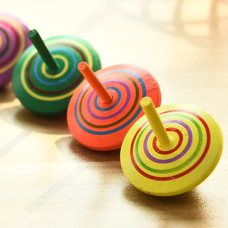 Yolistar 50 Toupies En Bois Pour Enfants - Mini Spinning Tops Couleurs Aléatoires Cadeaux Anniversaire