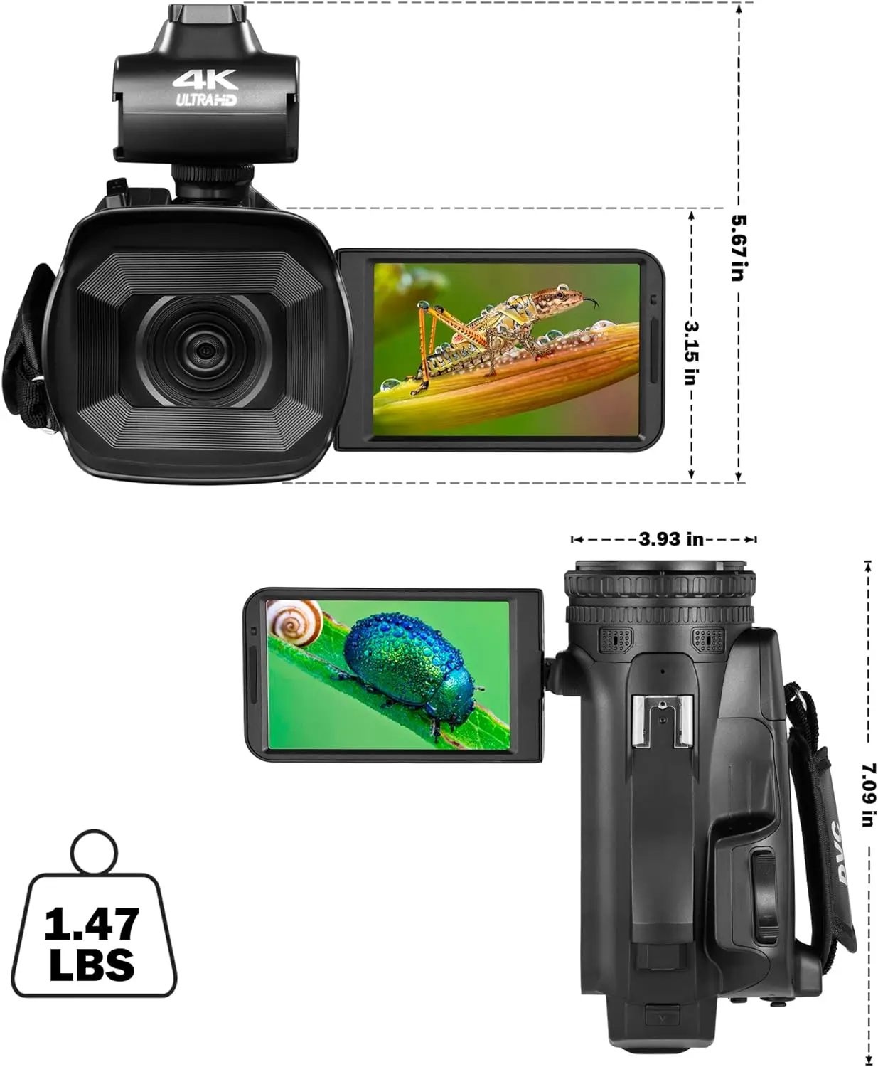 Video Camera Camcorder 6K 64MP, 18X Digital Zoom IR