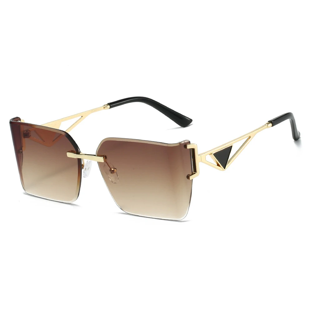 Oversized Square Shield Sunglasses for Women - Rimless  display picture 1