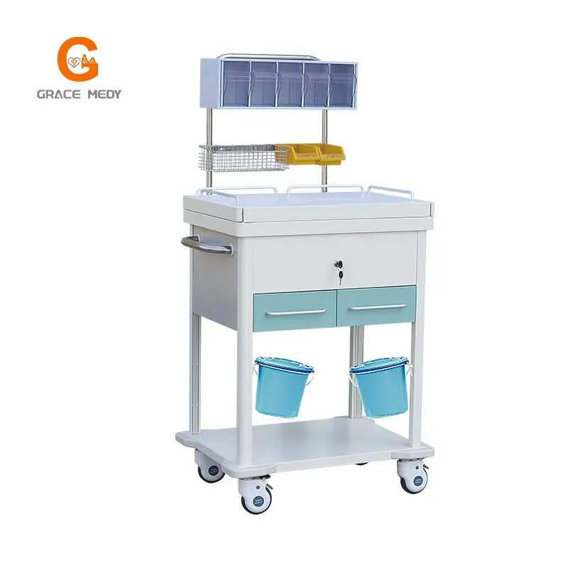Medical Emergency Trolley Cart for Anesthesia Infusion Patient Transfer & Nursing Record Metal 5 Years Warranty Used Hospitals