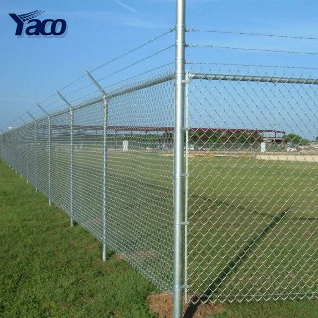 9 Gauge Cyclone Chain Link Fence with 8ft Galvanized Poles Barbed Wire Heat Treated Wood Safety Fencing Pressure Treated Wood