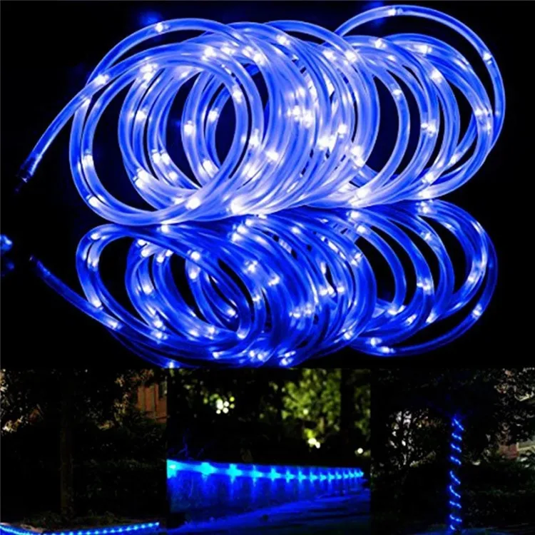 KINGCOO 100LED Ruban Lumineux Solaire Lampes De Corde, Étanche 12M Tube Bande Fil De Cuivre Extérieur Noël Guirlande Lumineuse Extérieur Intérieure Pour Jardin Mariage Fête Chemin Arbre(Rouge