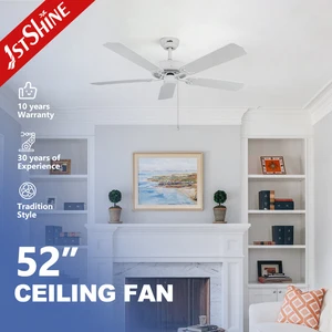 1stshine Ceiling Fan Manufacturer 52 Inches Pull Chain Control White Ceiling Fans Without Lights