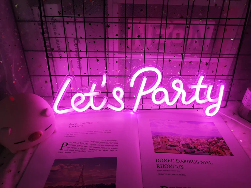 Custom Custom Let's Party Neon Sign for Wall Decor Neon Signs Engageme ...