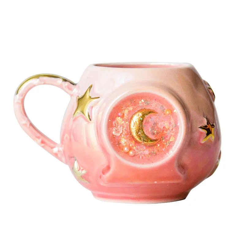 Fun Fervent European Glazed Starry Ceramic Coffee Cup Kabucino