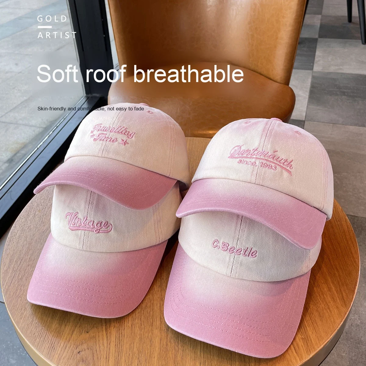 Wholesale 2025 New Arrival Pink Baseball Cap for Men Women High Quality Sporty Style Washed Embroidery Letter Promotion Price