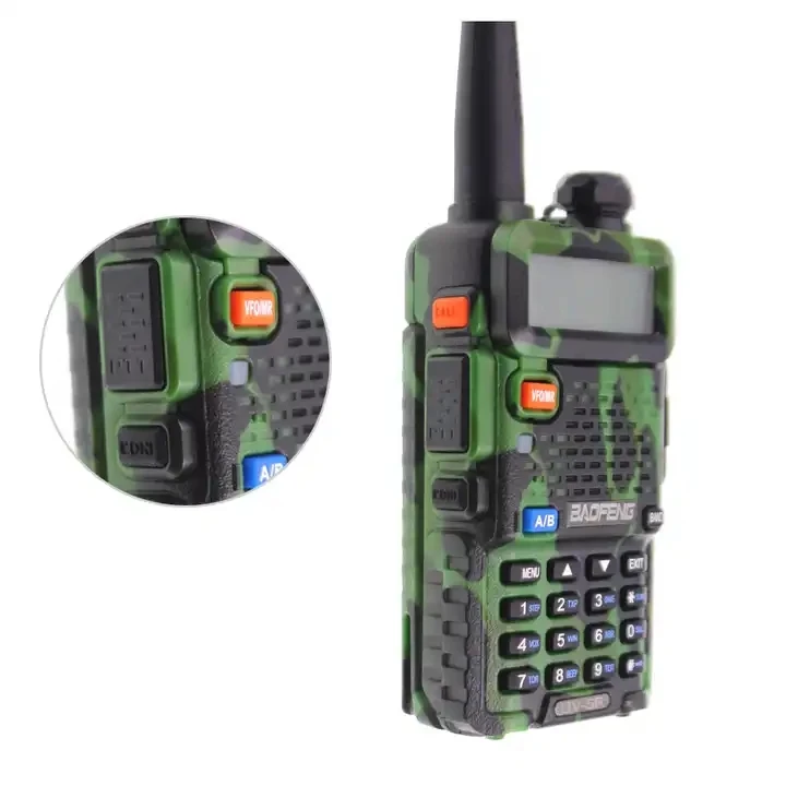 Baofeng UV5R 5W UHF/VHF dual band amateur camou Walkie Talkie UV5R 5W handheld radio UV5R 5W powerful Baofeng two-way radio