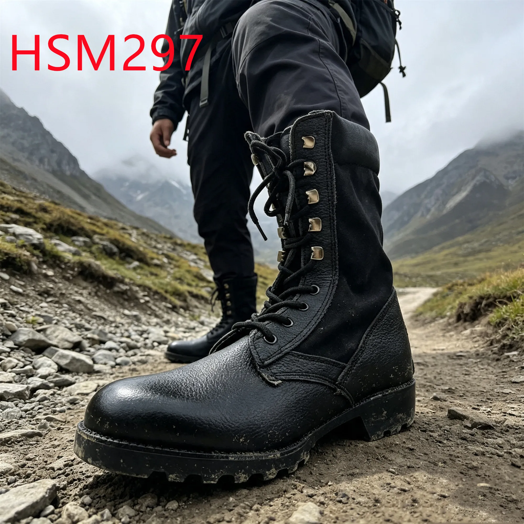 HY,rocky Terrain Water-repellent 1200D Nylon Fabric Tactical Boots Vulcanized Molded Rubber Sole Hua Singh Combat Boots HSM297