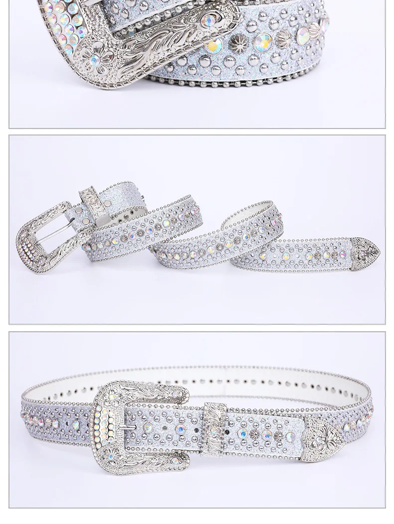 Shinning Luxury Crystal Rhinestone Belts Men Women Unisex Diamond ...