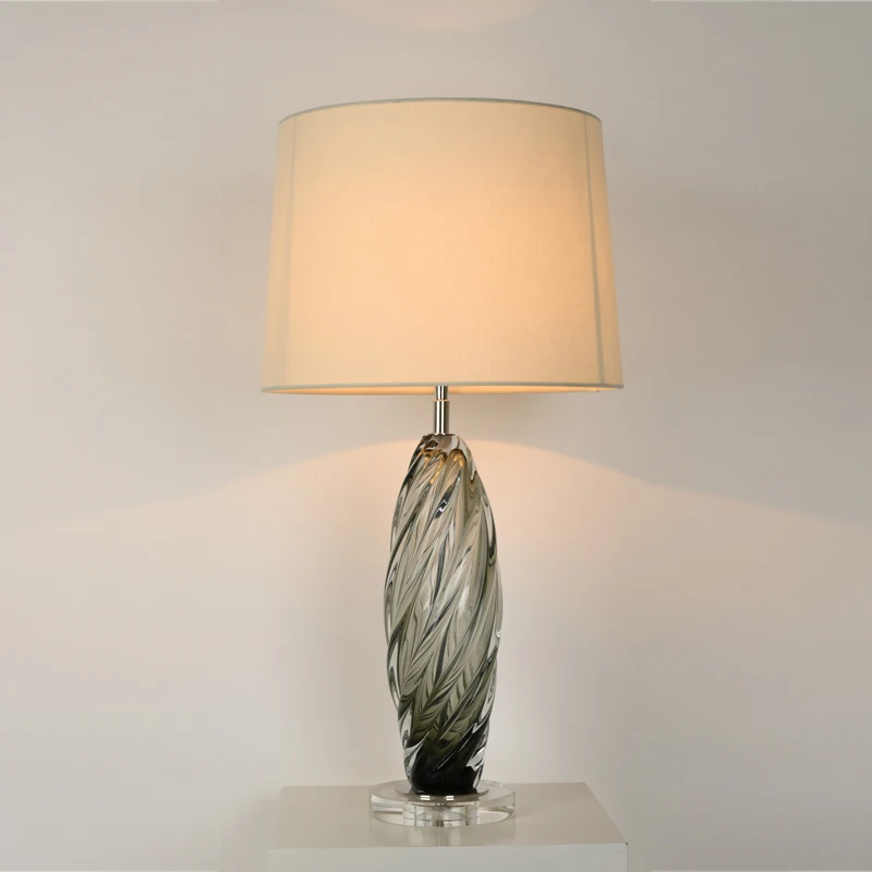 Conch colored glaze glass art metal vase room baccarat crystal table lamp