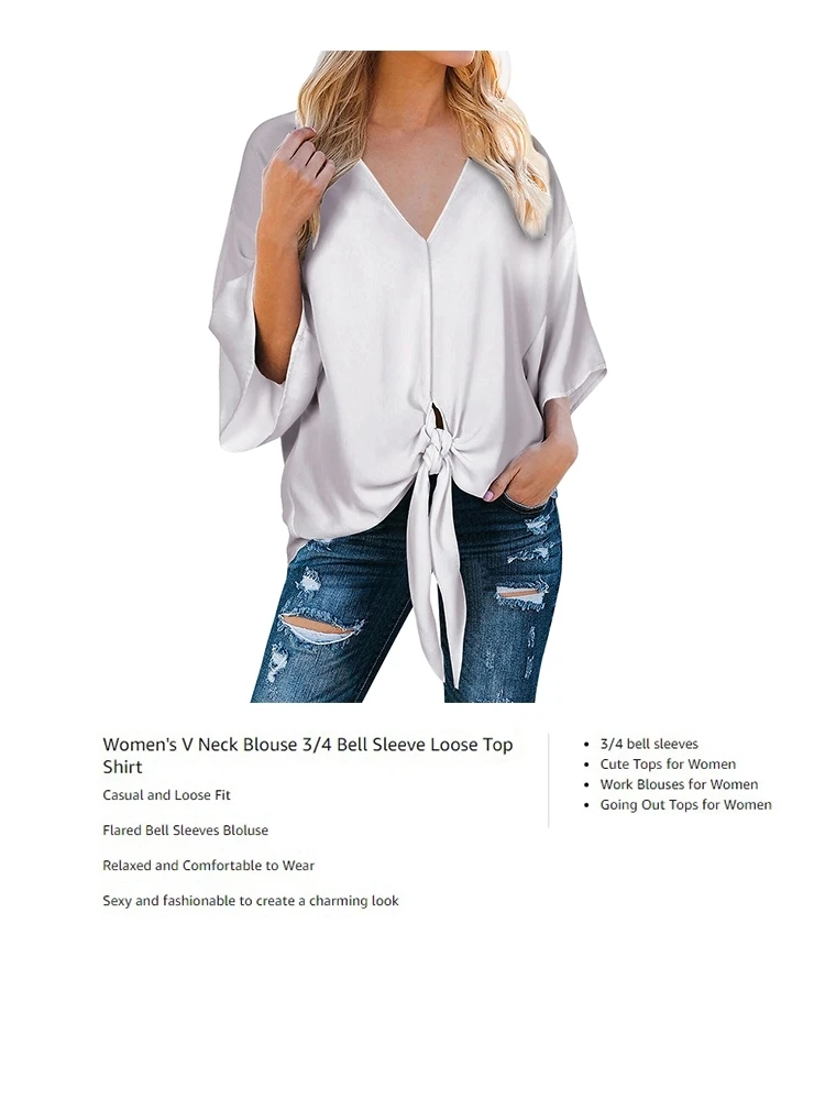 Ladies' Chiffon 3/4 Sleeve Blouse With 