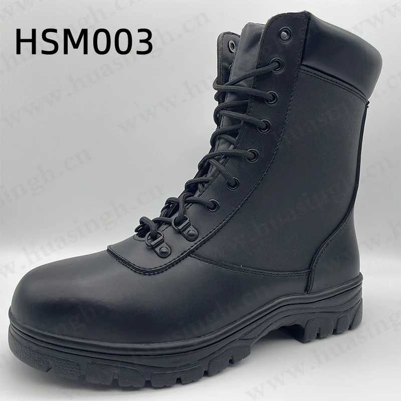 HHM,high-cut Full Leather Upper Lace-up Style Ranger Boots Anti-wear Hard Rubber Outsole Black Infantry Boots HSM 003