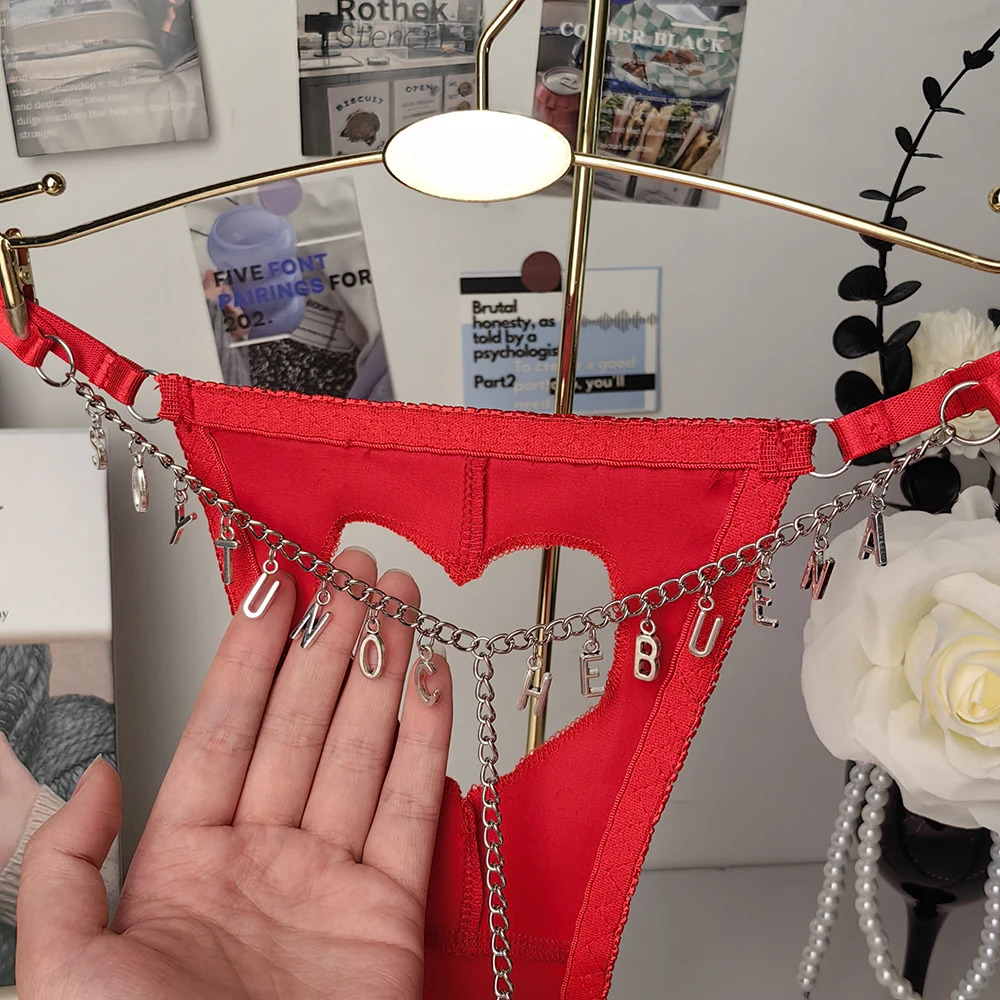 sexy diy lingerie Custom DIY A-Z Womens Sexy Fashion Gold Underwear Chain Brief Panty Bling  Jewelry Lingerie String Thong Panties for Girl main image 0