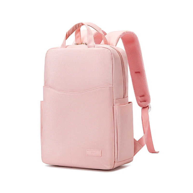 Female Durable Business Travel Waterproof Pink School Laptop Backpack 14  Inch Student Polyester Laptop Backpacks for Women