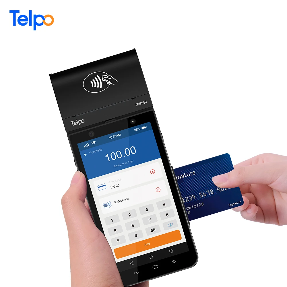 Telpo Android 10 POS Handheld Mobile Credit Card Machine With Printer