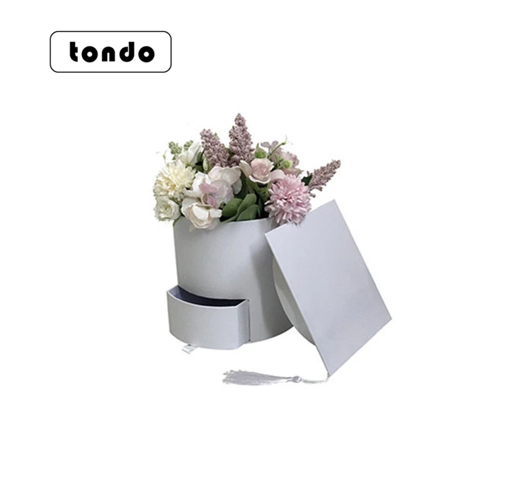 Tondo Hot Sale Round  Hat Box Graduation Gift Cardboard Boxes for Flower Arrangement Box