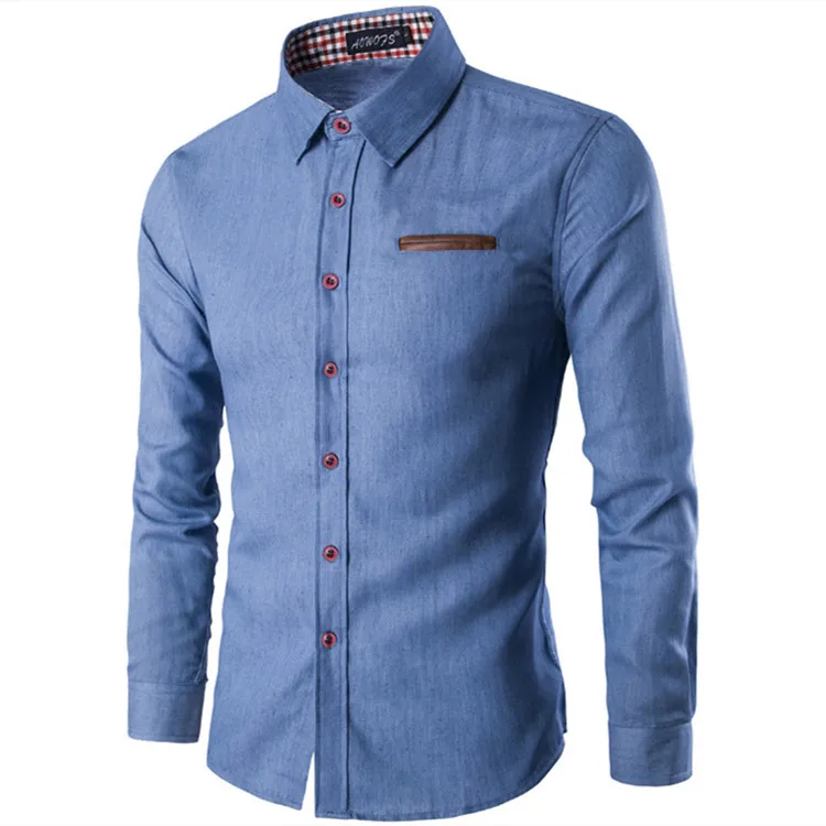 Hot Selling Fashion Men Solid Color Long Sleeve Coat Slim Polo Shirt Denim  Blue Formal Tops Men's Casual Jeans Shirt L74 - Buy Men's Shirts,Men's Long  Sleeves Shirt,Men's Shirts Denim Jeans Product