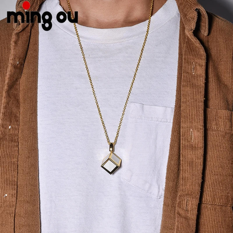 6 Inserts 3D Cube Photo Frame Necklace Sublimation Dice Memory Photo Pendant Necklace