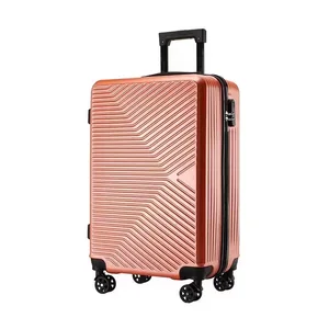 Unisex Expandable PC+ABS Pink Luggage Sets Durable Double Wheels Spinner TSA Lock Aluminum Suitcase Business Travel Zipper