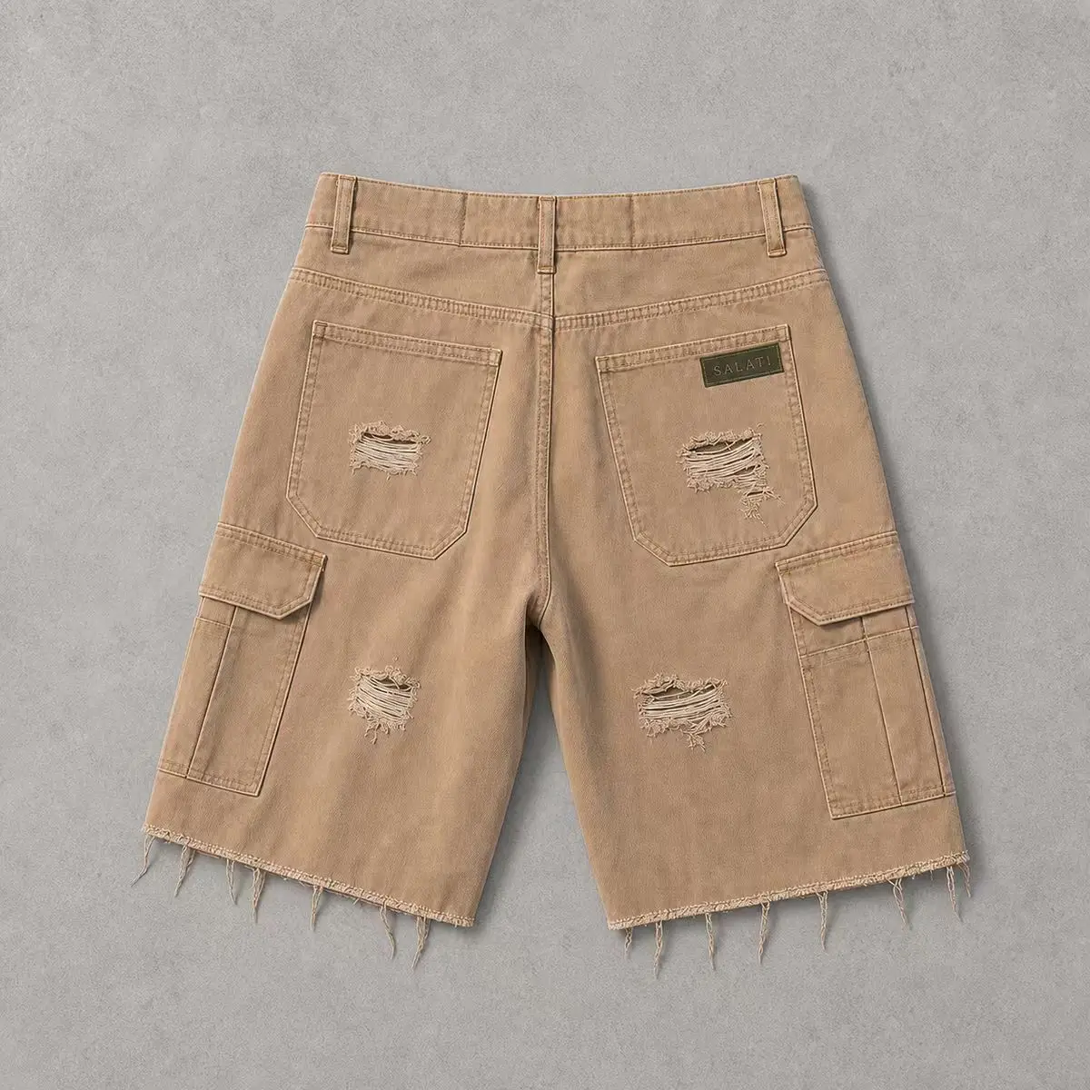 Men's 100% Cotton Streetwear Hip Hop Mid Denim Shorts Custom Logo Breathable Overalls Summer Season Light Washed Embroidered gallery 3