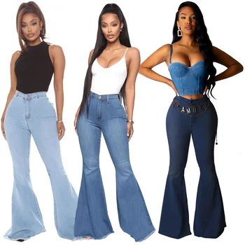 Wholesale Blue Boyfriend Pantalones De Mujer Women Flare Bell Bottom Pant  Jeans High Waist Plus Size Denim Jeans For Womens - Buy Jeans For