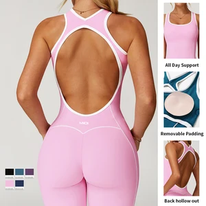 Custom Logo Quick Dry Long Sleeve Bodysuit Apparel Backless Sports Jumpsuits Fitness Gym Wear for Tall Girl