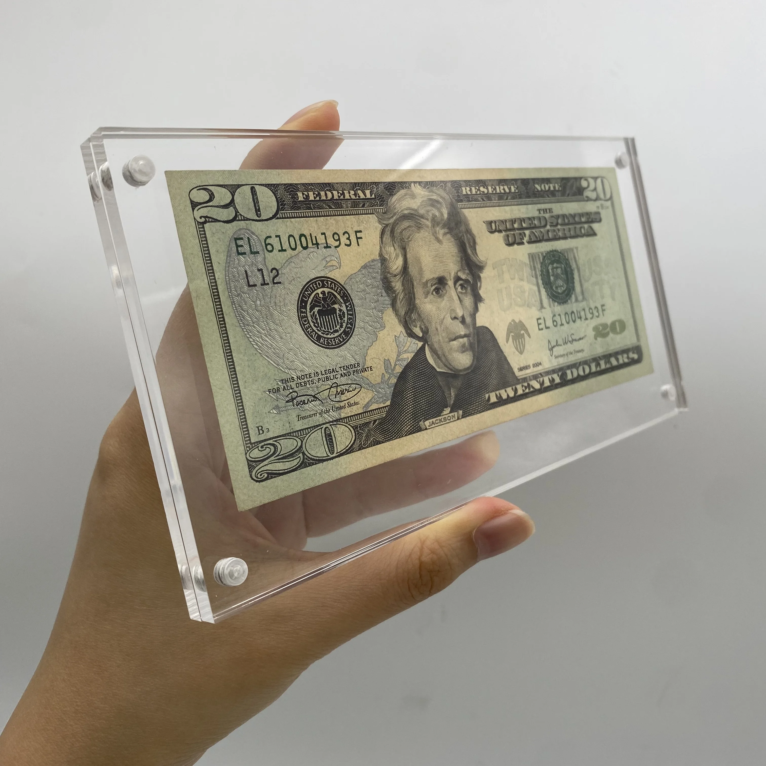 Acrylic Display Dollar Bill Display Case Dollar Holder Currency Ticket