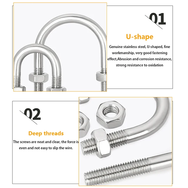 M10x130 U bolt acciaio INOX 304 (1 pezzi