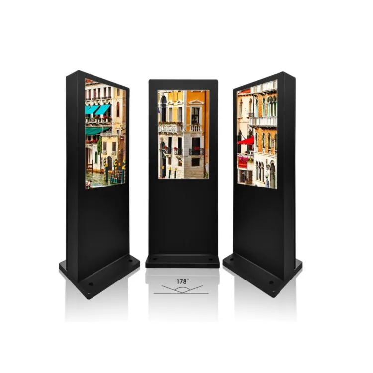 Kiosk LCD Advertising Screen IP65 Floor Standing Outdoor Advertising Display