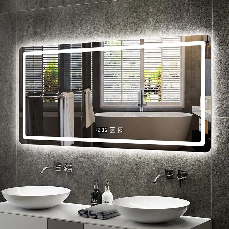 product large rectangle frameless bathroom backlit ip44 rated led light smart mirror-6