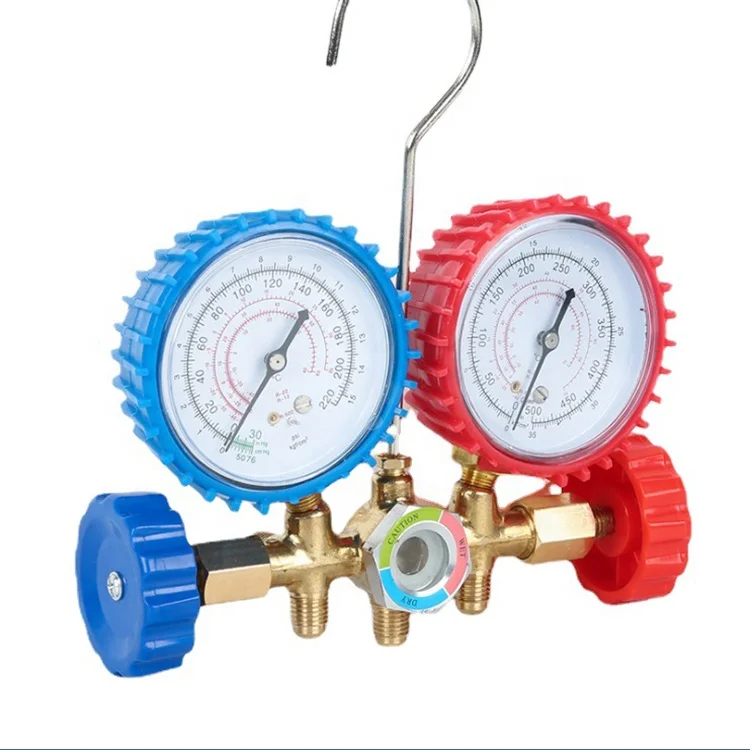 R32 R12 R22 R134A R502 Refrigeration 3-Way HVAC AC Diagnostic Manifold Pressure Gauge Set for Car Air Conditioning Conditioner