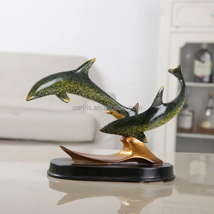 Resin Animal Ornaments Desktop Table Resin Dolphin Statues Home
