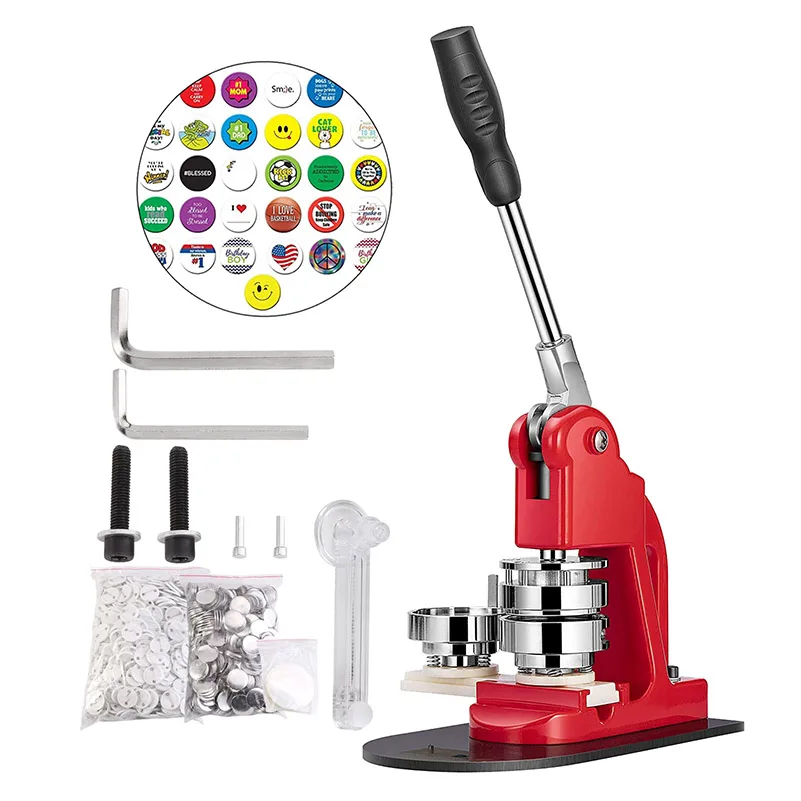 25mm Button Maker Machine Button Pressing Machine with 1000pcs Button Parts and Cutter