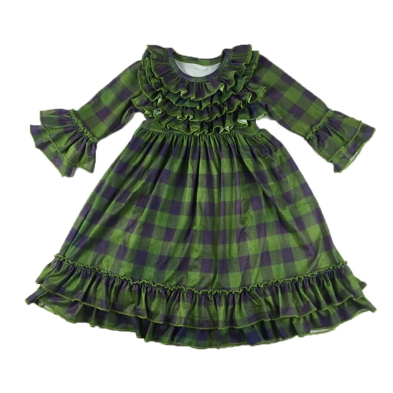 baby girl green tartan dress