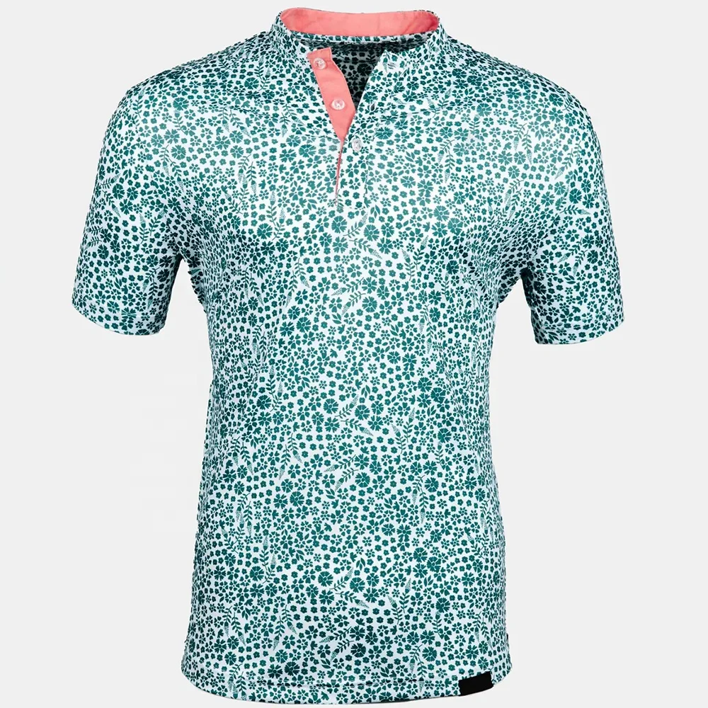 Customized Your Design Sublimation Print 100% Polyester Mandarin Collar Dry Fit Performance Golf Polo Jersey Shirt Custom Logo