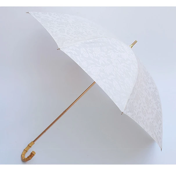 Manual Opening Vintage Style Old Fashion Japanese J Crook Shaped Bamboo Handle Straight Umbrella
