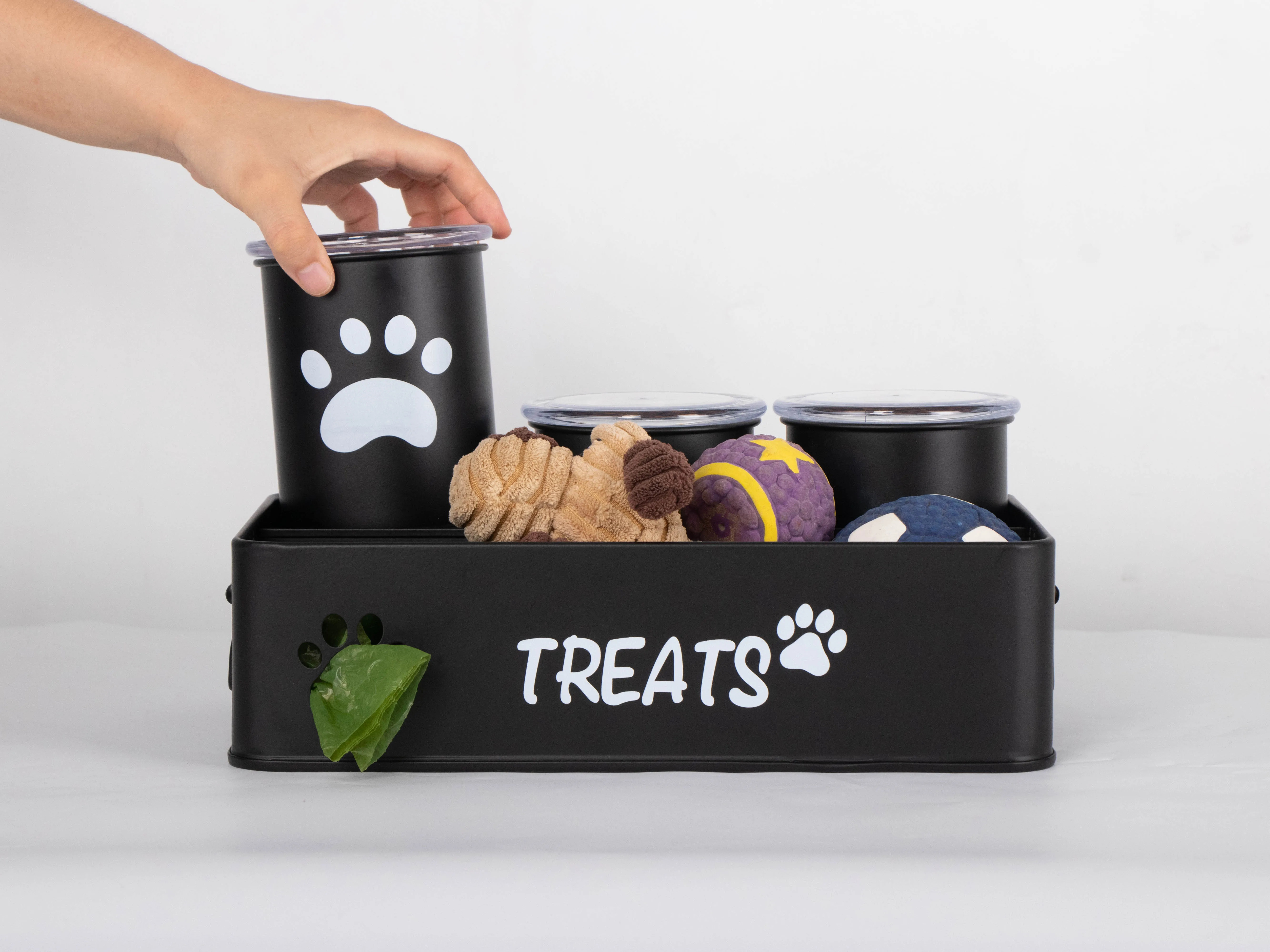 Factory Direct Sale Customized Cross-border E -commerce Set of Four Metal Pet Snacks and Toys Classification Storage Box