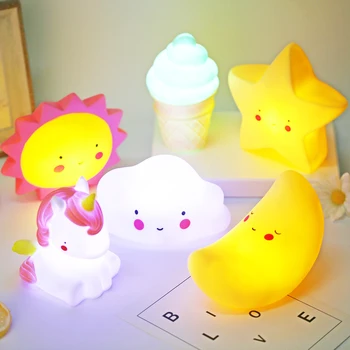 2021 Cute unicorn Cloud Star Moon Appease Glow Night Light Feeding Light Baby Sleeping child Toy Kids