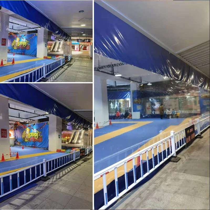 Customized Splicing Transparent Tarpaulin Zipper Style Stall Snack Street Store Car Wash Shop Enclosure Outdoor Curtain Canopy