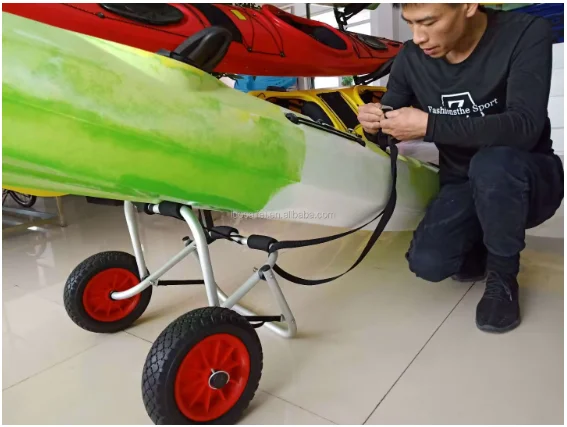 Lightweight Foldable Hand Kayak Trolley with Pneumatic Wheels for Canoe and Kayak Transportation