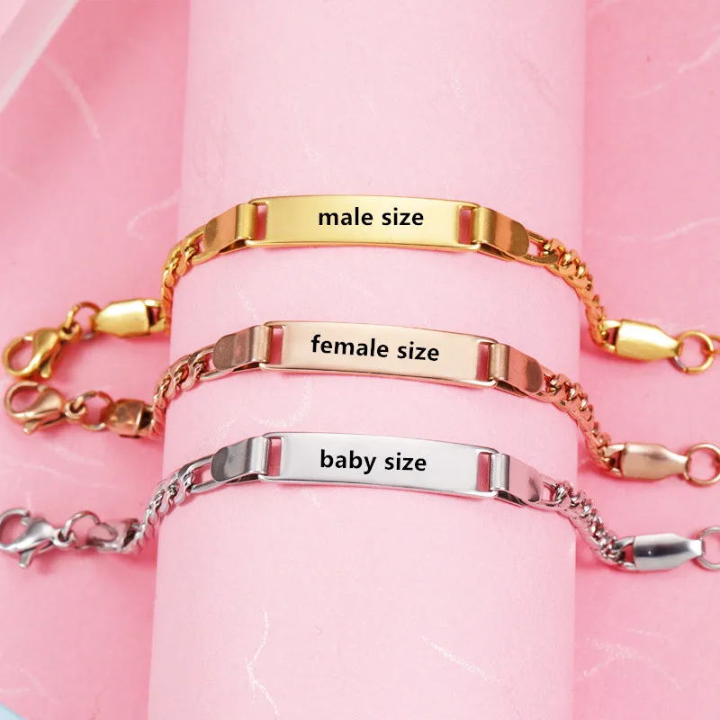 18k Pvd Plated Stainless Steel Bangle Customized Baby Adult Name Bracelet Women Bracelet Men