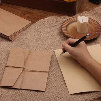 Customized Retro Thick Kraft Paper Simple Nostalgic Solid Color Creative Envelope Letter Invitation Postcard Storage Bag