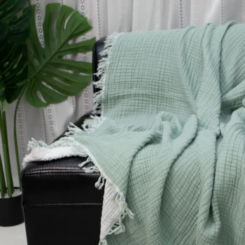 100% cotton Muslin Gauze Blanket with the Soft Breathable gauze solid color simple design premium